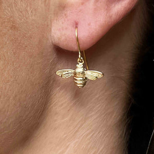 9K Gold Sterling Silver Gilt Bumble Bee Earrings - Boylerpf