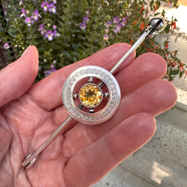 Rare William Robb of Ballater Citrine Scottish Kilt Pin Brooch - Boylerpf
