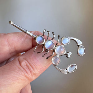 Antique Silver Cabochon Moonstone Scorpion Brooch - Boylerpf