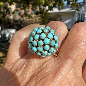 14K Gold Persian Turquoise Cluster Bombe Dome Ring - Boylerpf