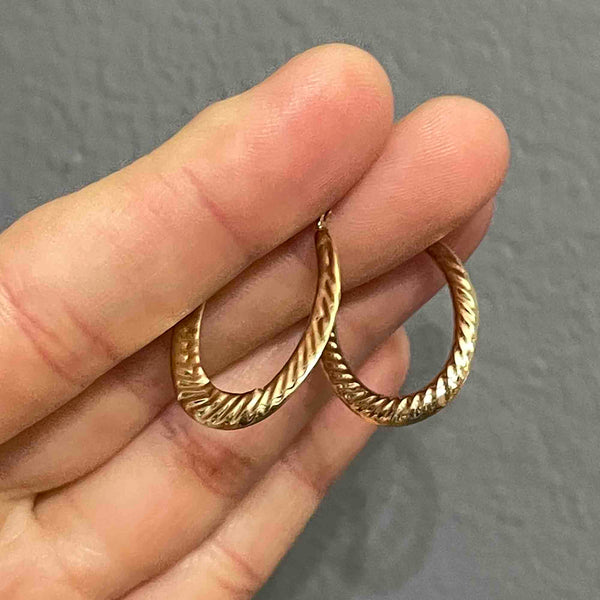 Large Scalloped Braid 10K Gold Hoop Earrings - Boylerpf