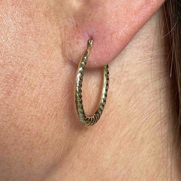 Large Scalloped Braid 10K Gold Hoop Earrings - Boylerpf