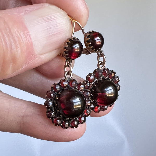 Antique Gold Victorian Bohemian Garnet Earrings - Boylerpf