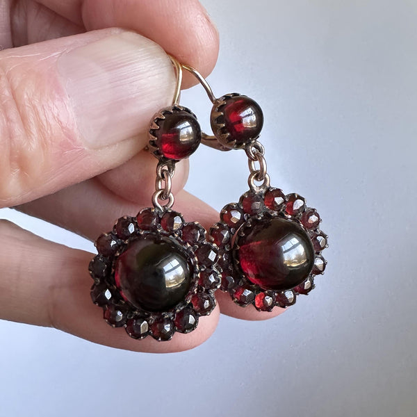 Antique Gold Victorian Bohemian Garnet Earrings - Boylerpf