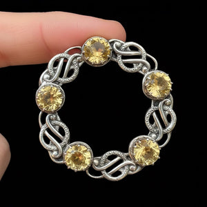 Vintage Robert Allison Edinburgh Silver Citrine Brooch - Boylerpf