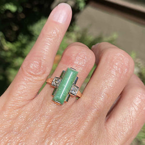 Unique Rose Cut Diamond Green Serpentine Ring in Gold - Boylerpf