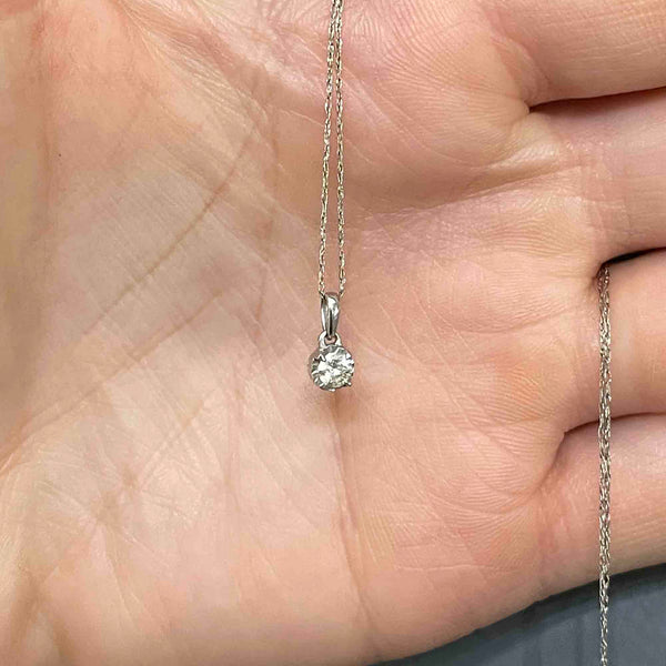 14K White Gold .25 CTW Diamond Solitaire Pendant Necklace - Boylerpf