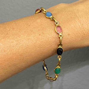 Vintage 12K Gold Fill Gemstone Scarab Bracelet - Boylerpf