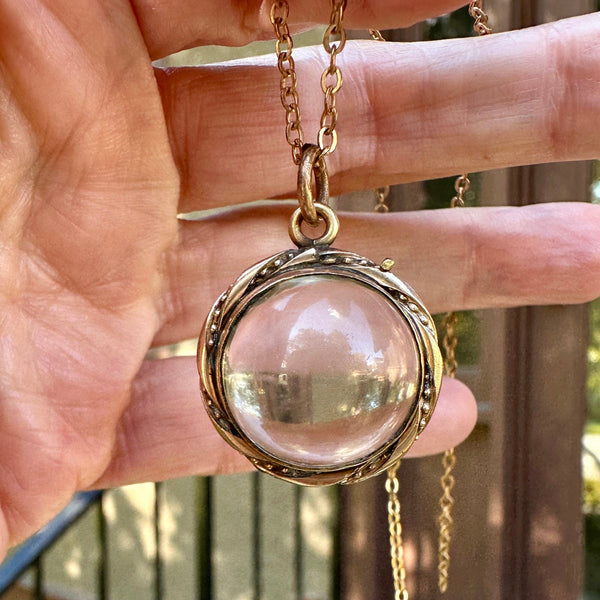 Antique Pool of Light Rock Crystal Locket Pendant - Boylerpf