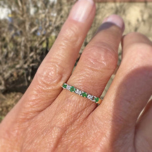 Diamond Emerald Half Eternity Wedding Band Ring - Boylerpf