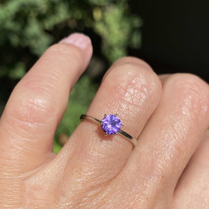 Estate 10K White Gold Solitaire Amethyst Ring - Boylerpf