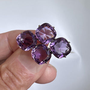 Antique Victorian Silver 10 CTW Amethyst Brooch - Boylerpf
