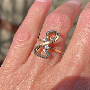 Vintage Double Infinity Figure Eight Diamond Ring in 14K Gold - Boylerpf