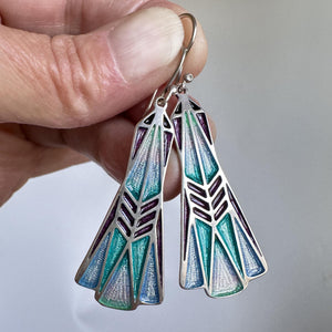 Art Nouveau Style Silver Enamel Pat Cheney Earrings - Boylerpf
