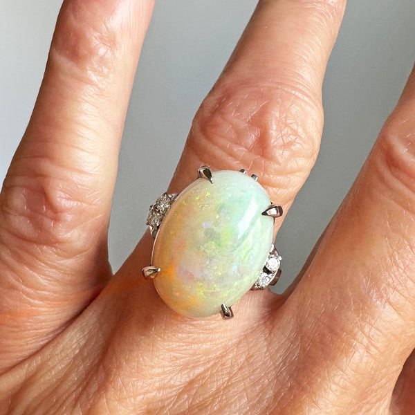 Magnificent Platinum Diamond 4.25 CTW Opal Ring - Boylerpf