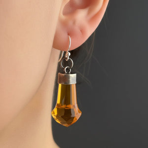 Vintage Scottish Silver Thistle Citrine Earrings - Boylerpf