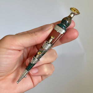 Large Silver Antique Scottish Agate Citrine Dirk Kilt Brooch - Boylerpf