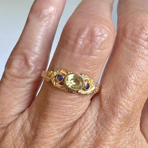 Antique Victorian 14K Gold Iolite and Peridot Ring - Boylerpf