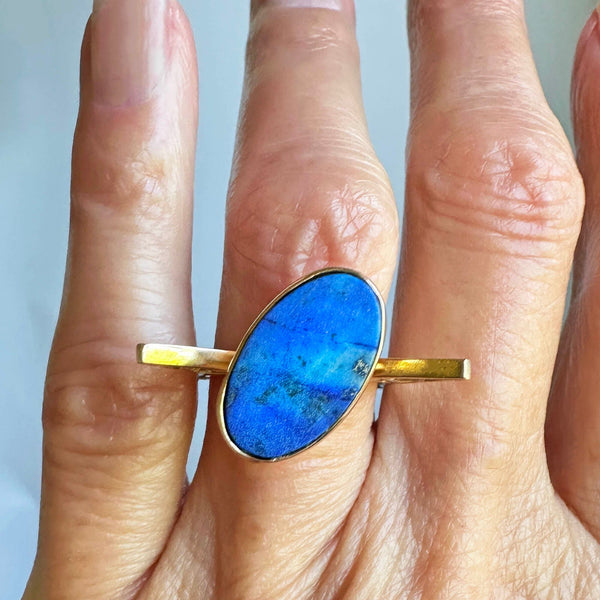 Unique Vintage Gold Filigree Lapis Lazuli Ring - Boylerpf