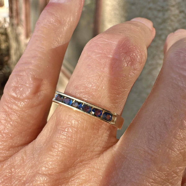 Vintage 14K Gold Euro Shank Sapphire Ring Band - Boylerpf