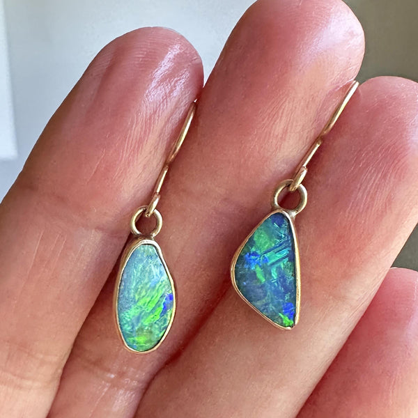 Vintage 14K Gold Australian Boulder Opal Earrings - Boylerpf