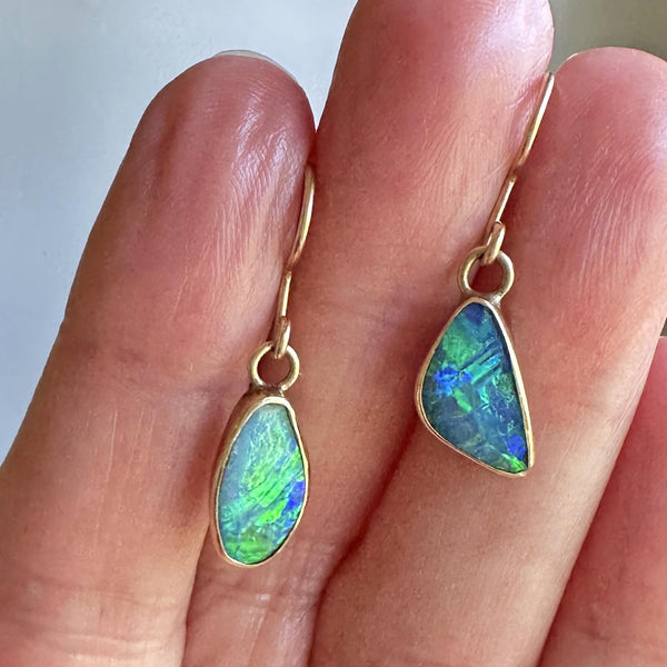 Vintage 14K Gold Australian Boulder Opal Earrings - Boylerpf