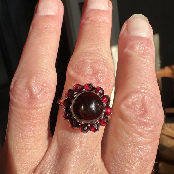 Antique Victorian 14K Gold Garnet Cabochon Ring - Boylerpf