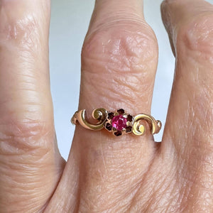 Victorian 14K Gold Red Spinel Solitaire Antique Ring - Boylerpf