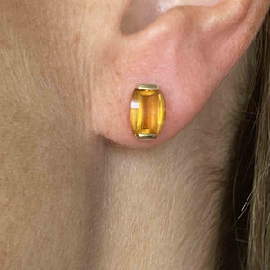 Vintage Fancy Cut Citrine Stud Earrings in 14K Gold - Boylerpf