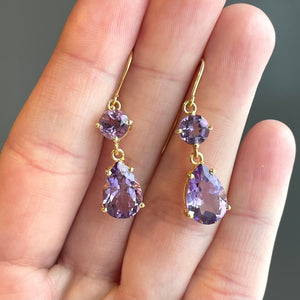 Vintage Gold Rose de France Amethyst Earrings - Boylerpf