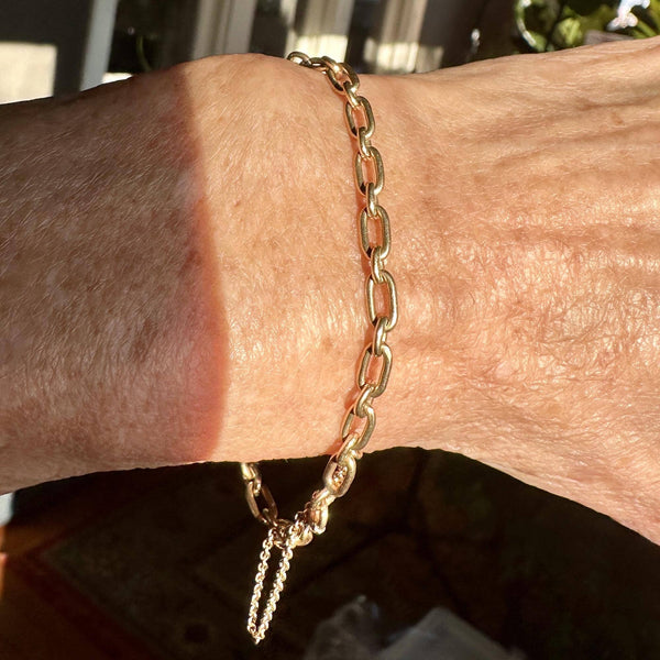 Antique Solid 14K Gold Paperclip Chain Link Bracelet - Boylerpf