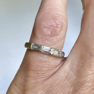 Vintage Baguette Diamond Platinum Band Ring - Boylerpf