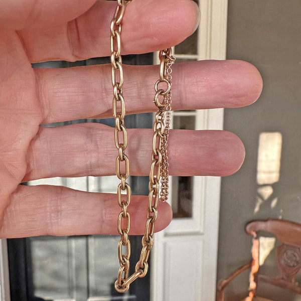 Antique Solid 14K Gold Paperclip Chain Link Bracelet - Boylerpf