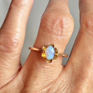 Vintage Gold Buttercup Opal Solitaire Ring - Boylerpf