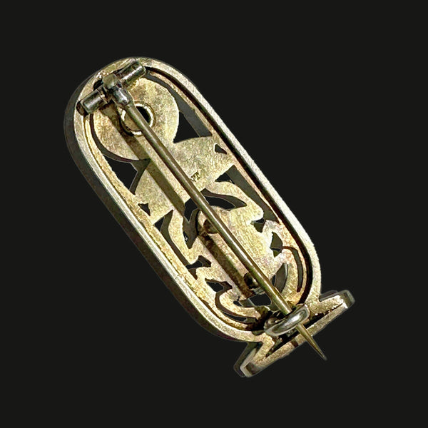 Antique Silver Enamel Egyptian Revival Scarab Brooch - Boylerpf