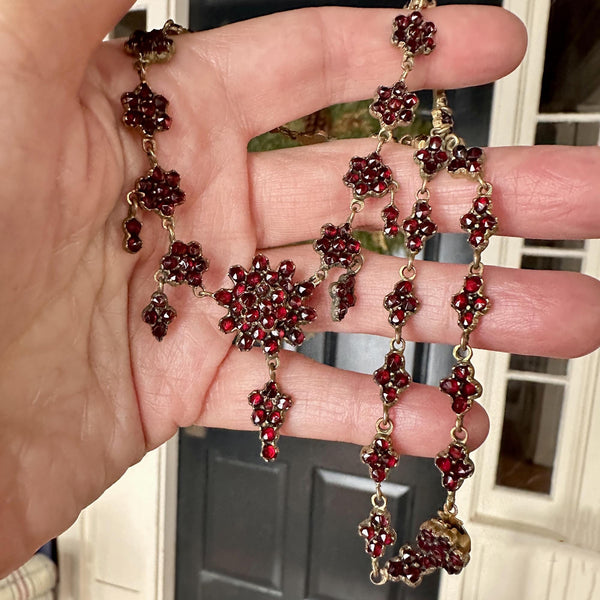 Antique Victorian Rose Cut Bohemian Garnet Necklace - Boylerpf