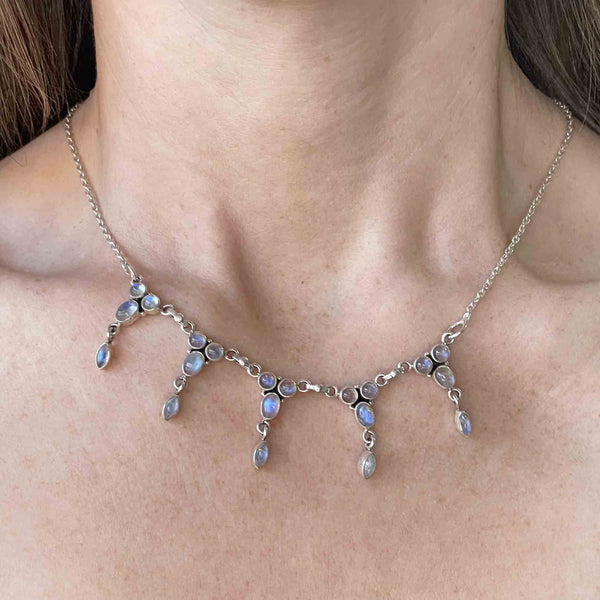 Sterling Silver Teardrop Moonstone Necklace | Glitters