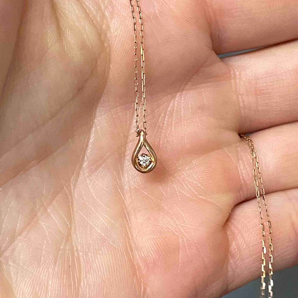 Vintage 10K Rose Gold Reversible Diamond Pendant Necklace - Boylerpf