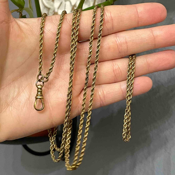 Antique 50 inch Gold Muff Guard Chain Necklace - Boylerpf