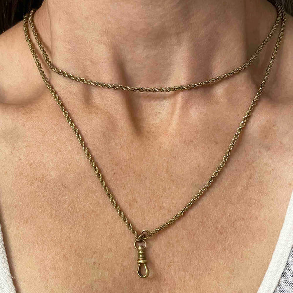 Antique 50 inch Gold Muff Guard Chain Necklace - Boylerpf