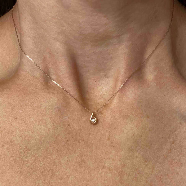 Vintage 10K Rose Gold Reversible Diamond Pendant Necklace - Boylerpf