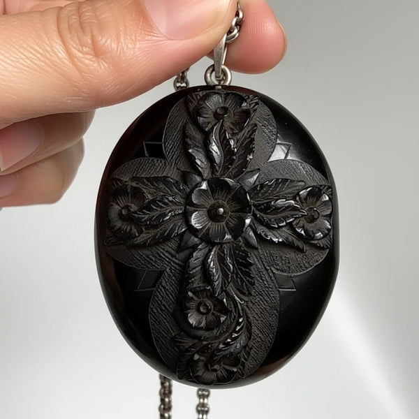 Whitby Jet Locket Victorian Whitby Jet Locket Antique Mourning Pendant Large – Boylerpf