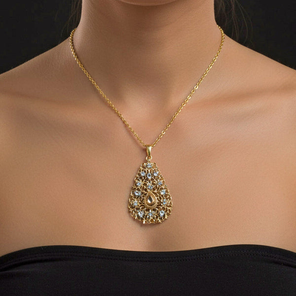 Antique 18K Gold Filigree Rose Cut Diamond Pendant - Boylerpf