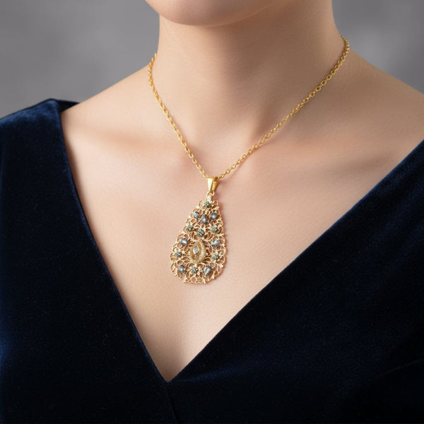 Antique 18K Gold Filigree Rose Cut Diamond Pendant - Boylerpf