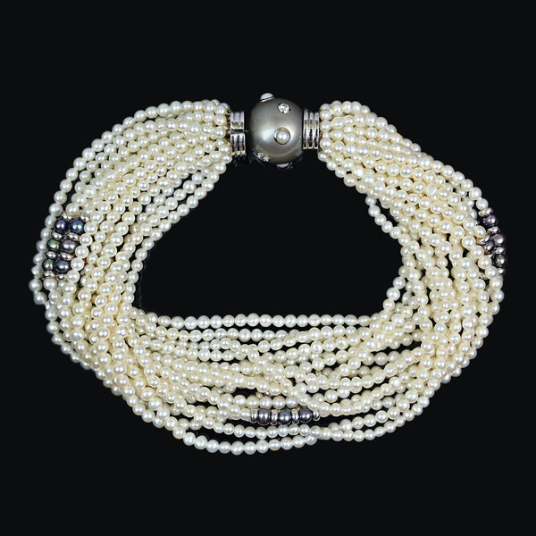 Vintage French 18K Pearl Convertible Necklace Bracelet