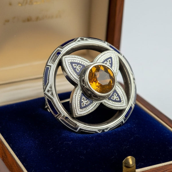 Antique Victorian Scottish Cairngorm Citrine Brooch