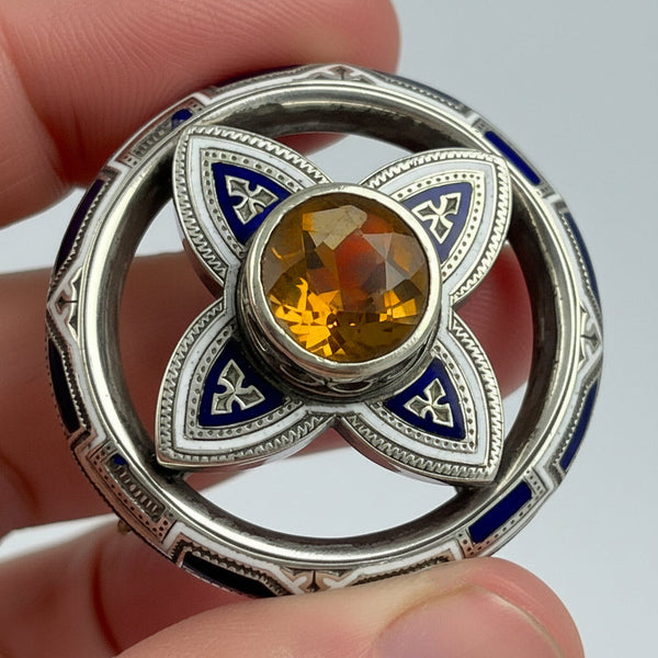Antique Victorian Scottish Cairngorm Citrine Brooch