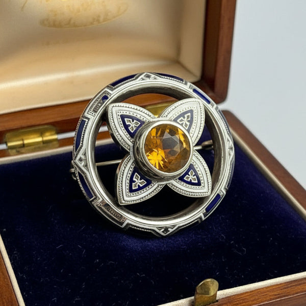 Antique Victorian Scottish Cairngorm Citrine Brooch