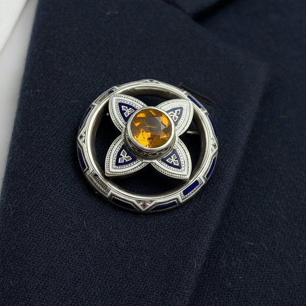 Antique Victorian Scottish Cairngorm Citrine Brooch