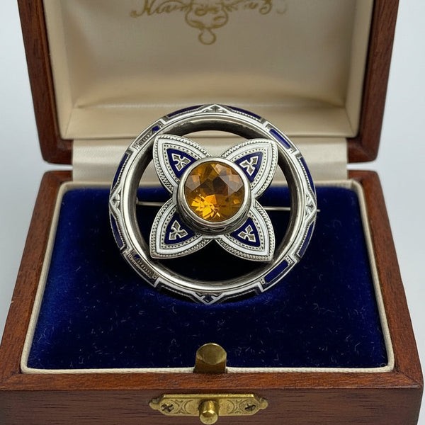 Antique Victorian Scottish Cairngorm Citrine Brooch